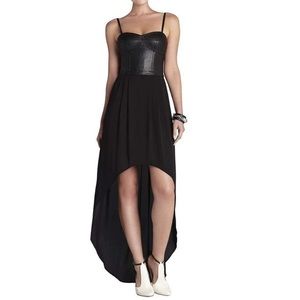 BCBGMaxAzria Leandra Bustier Style Hi Lo Black Dress Sz XXS